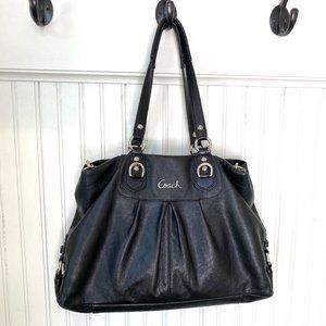 Coach Black Leather Pleated Bag Ashley Style